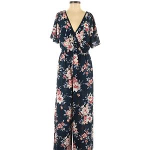 Floral jumpsuit - navy blue